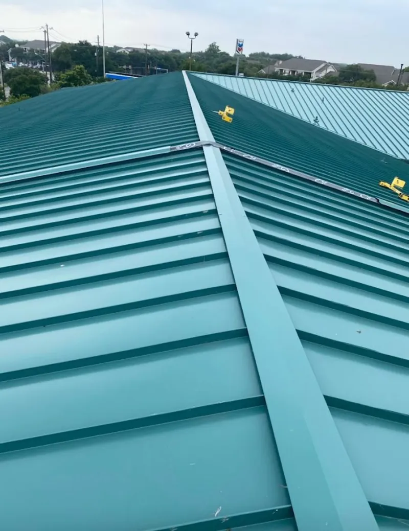 Green commercial metal roof ridge and valley for Metal Roof Repair in Islamorada, Village of Islands